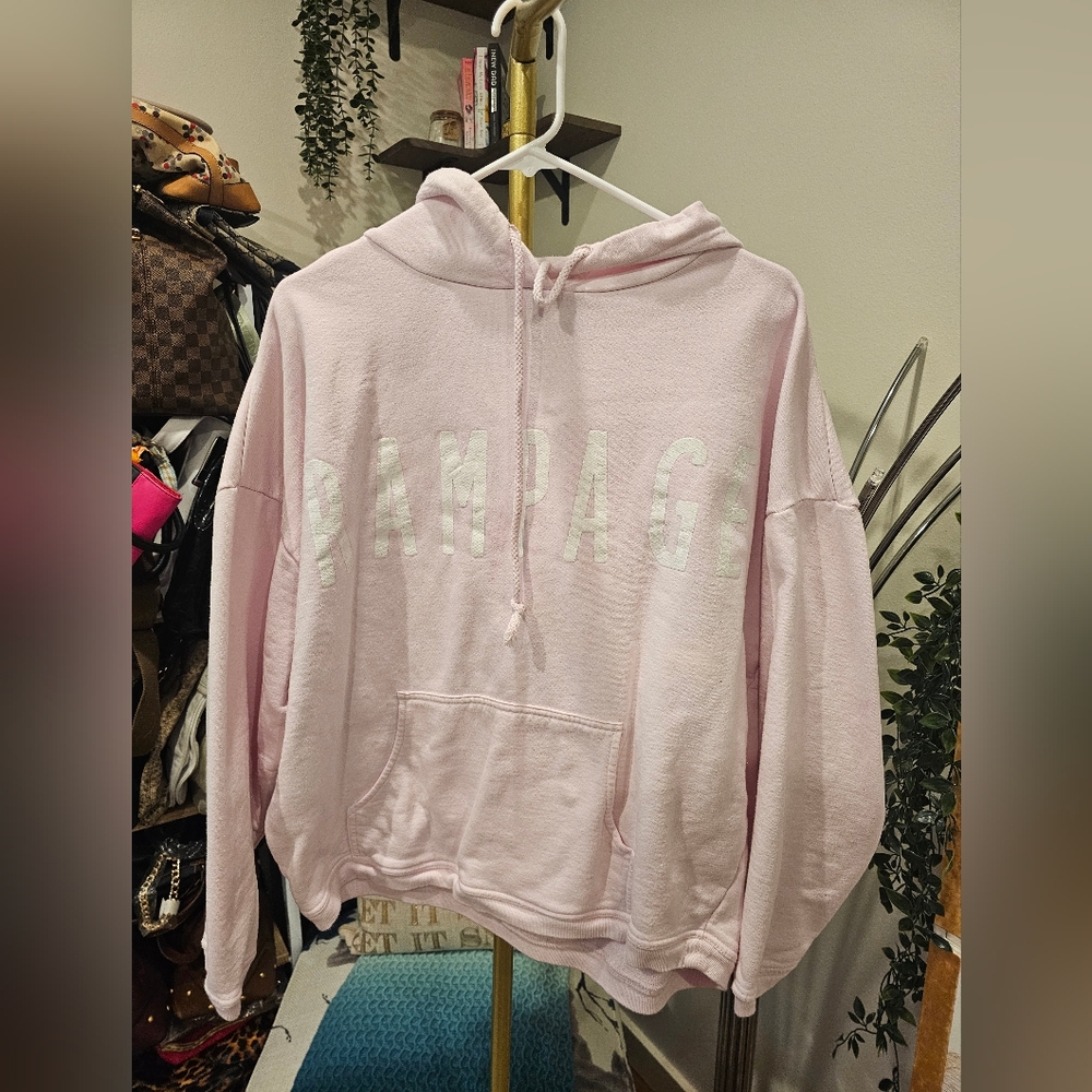 Vintage Rampage Pale Pink Logo Pullover Hoodie Sweater